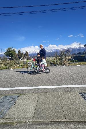 自転車でパパと散歩